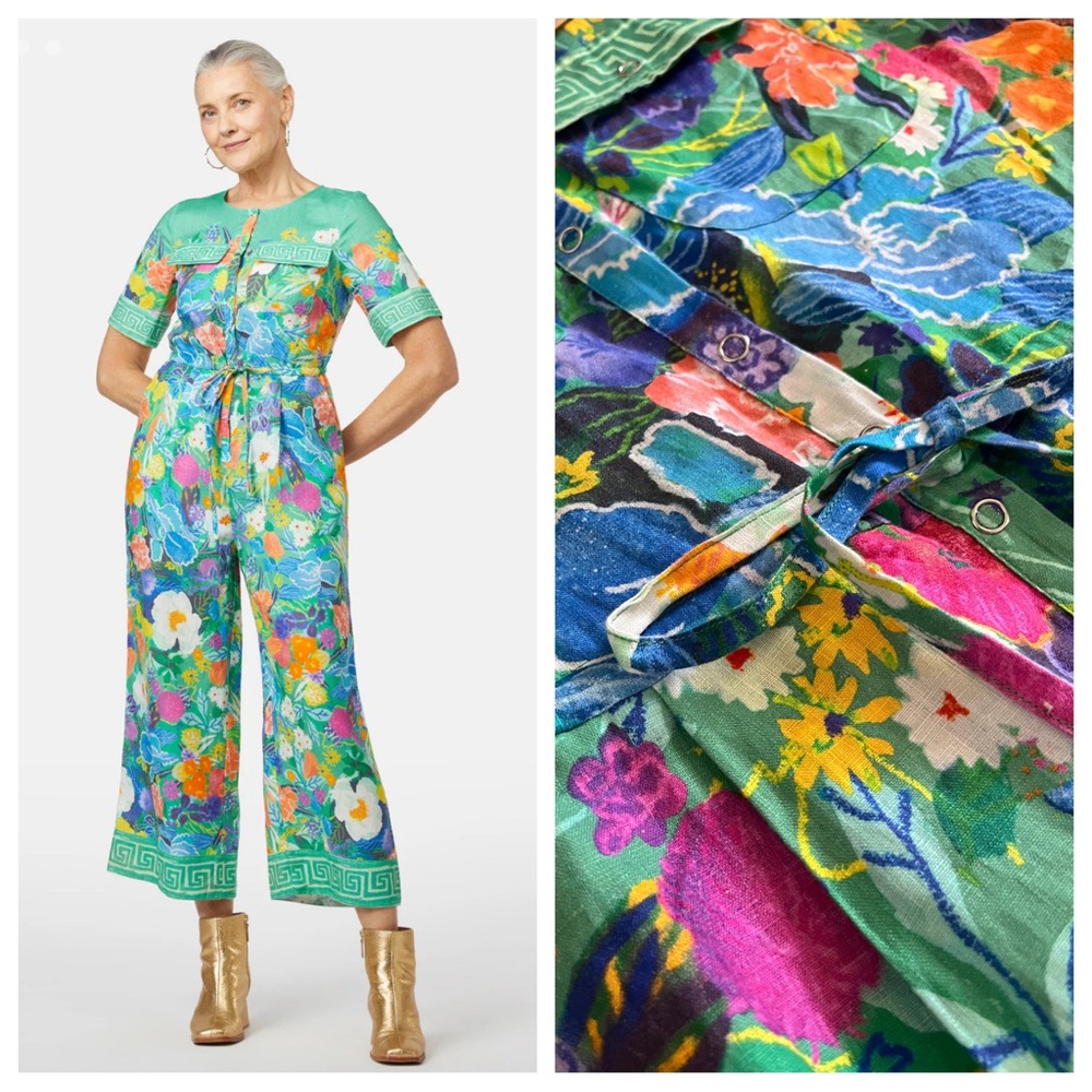 gorman Green Floral Wide-Leg Jumpsuit